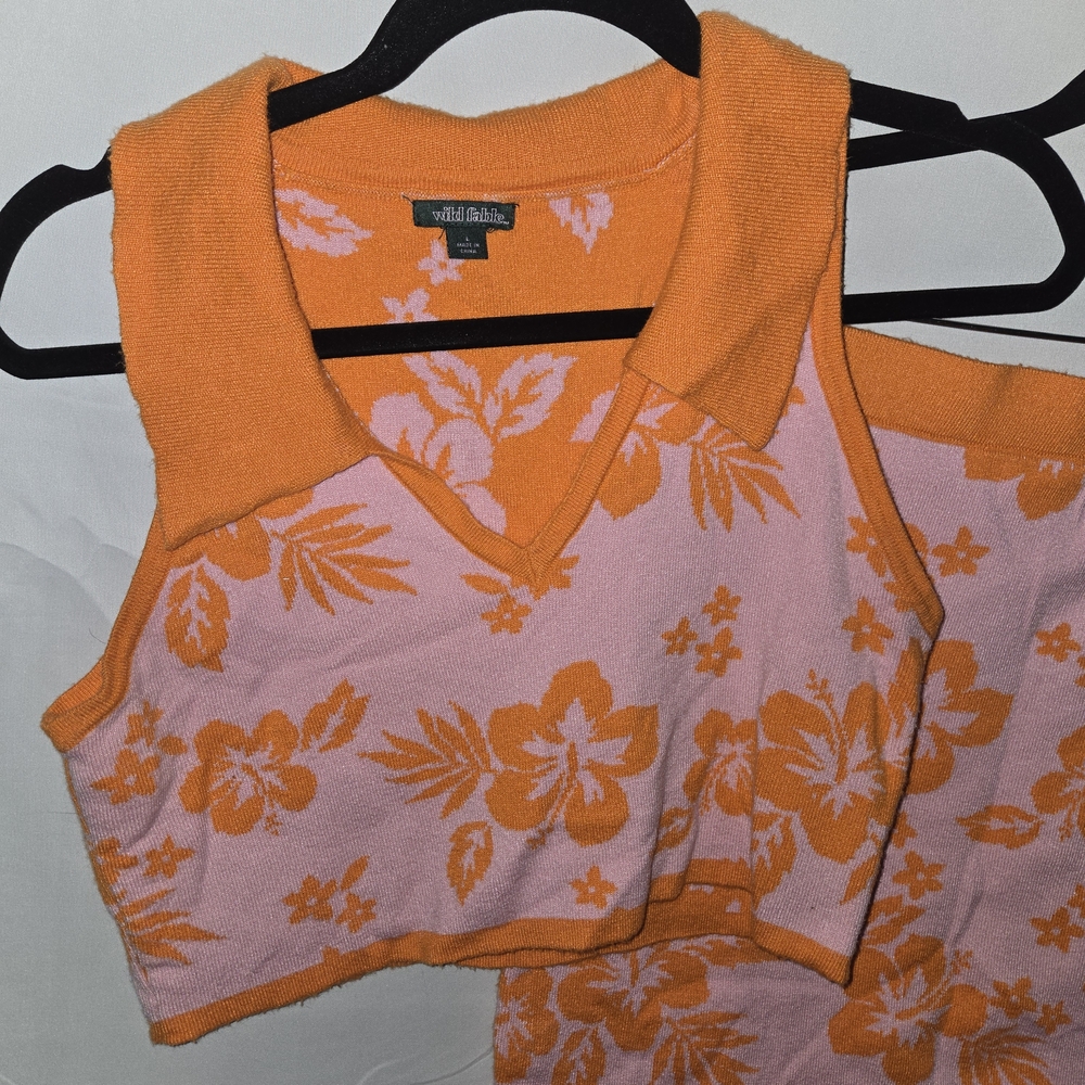 Wild Fable Orange Floral Knit Set - Picture 3 of 10